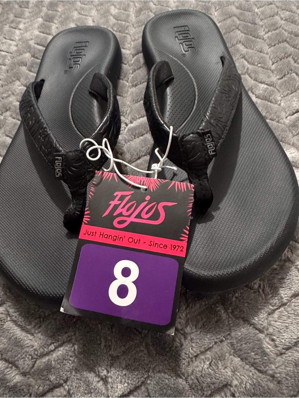 Flojos Black Artisan Women's Thong Sandals